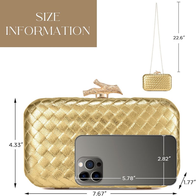 CHUNLI Clutch Purses for Women Evening/Wedding Chic Woven Bag Formal PU Leather Purse Designer Handbags for Women - Image 4